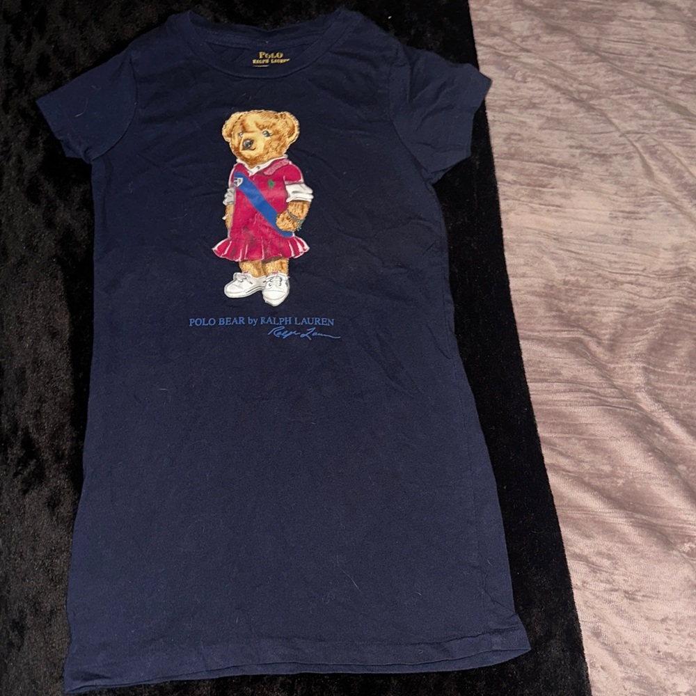 Polo Bear by Ralph Lauren Kids Navy T-Shirt Dress worn once Size 5